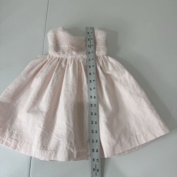Janie and Jack Baby Girls Dress 12 Months Pink Faux Fur Collar Holiday Retro - Picture 4 of 10